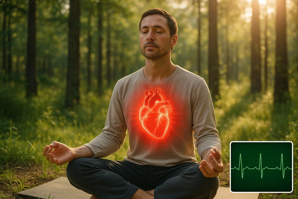 Cardiovascular health improvement through holistic yoga and nature therapy at mountain retreat