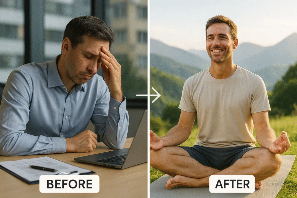 Patient success story showing stress recovery transformation through holistic wellness program
