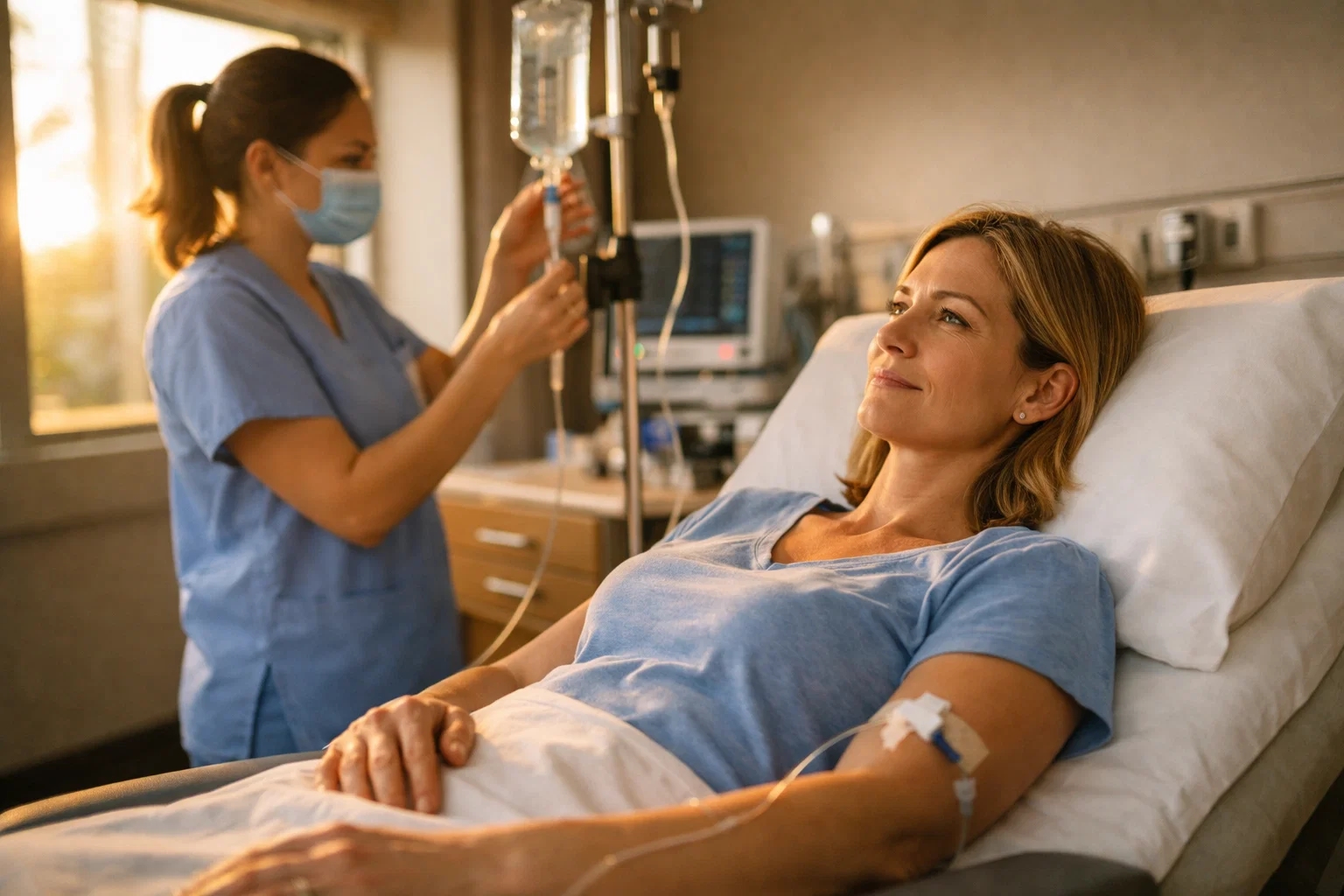 a woman taking chelation therapy