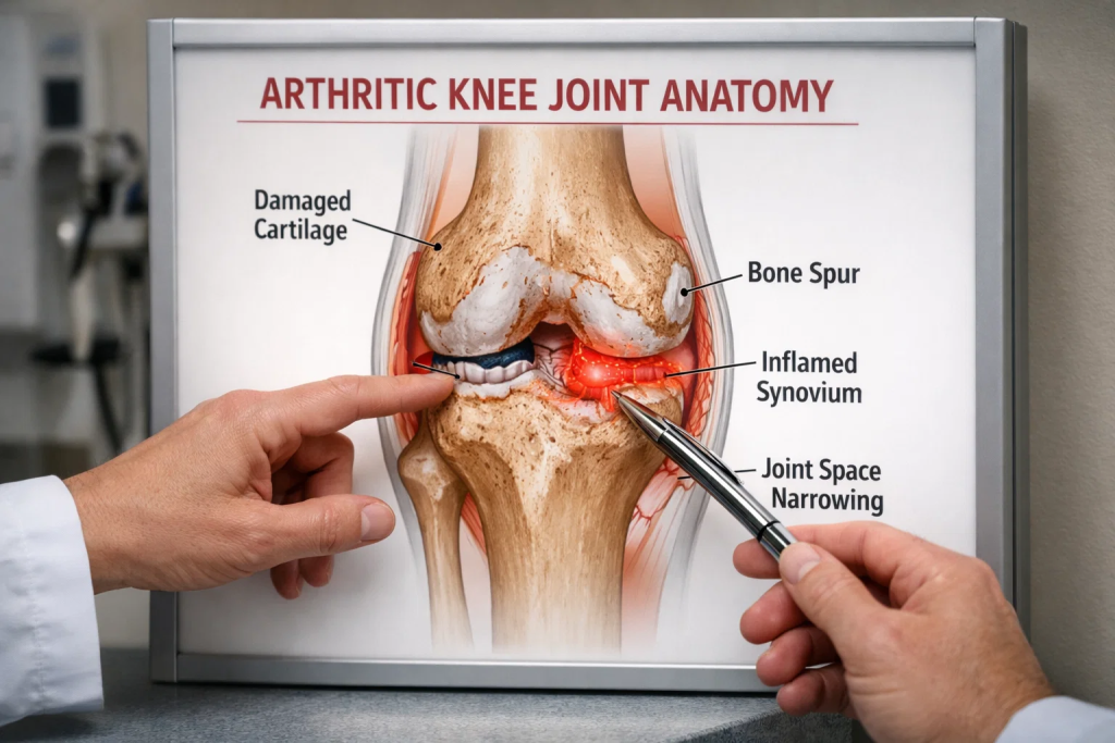 Arthritic joint inflammation overview — oxidative stress and cartilage breakdown in osteoarthritis and rheumatoid arthritis