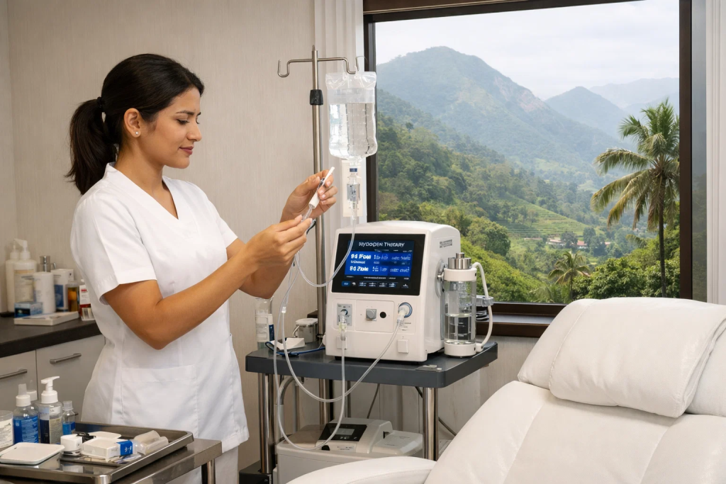 IV hydrogen therapy at Tigris Valley wellness retreat — professional hydrogen therapy administration for arthritis and inflammation