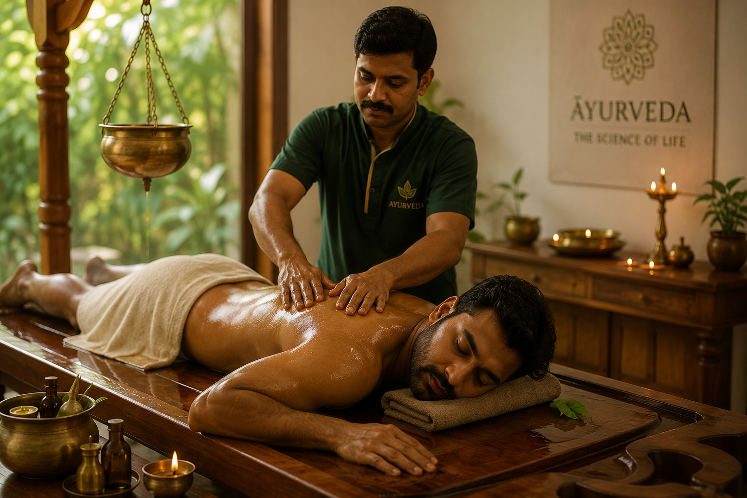 Panchakarma treatment session at Tigris Valley Ayurveda retreat Kerala