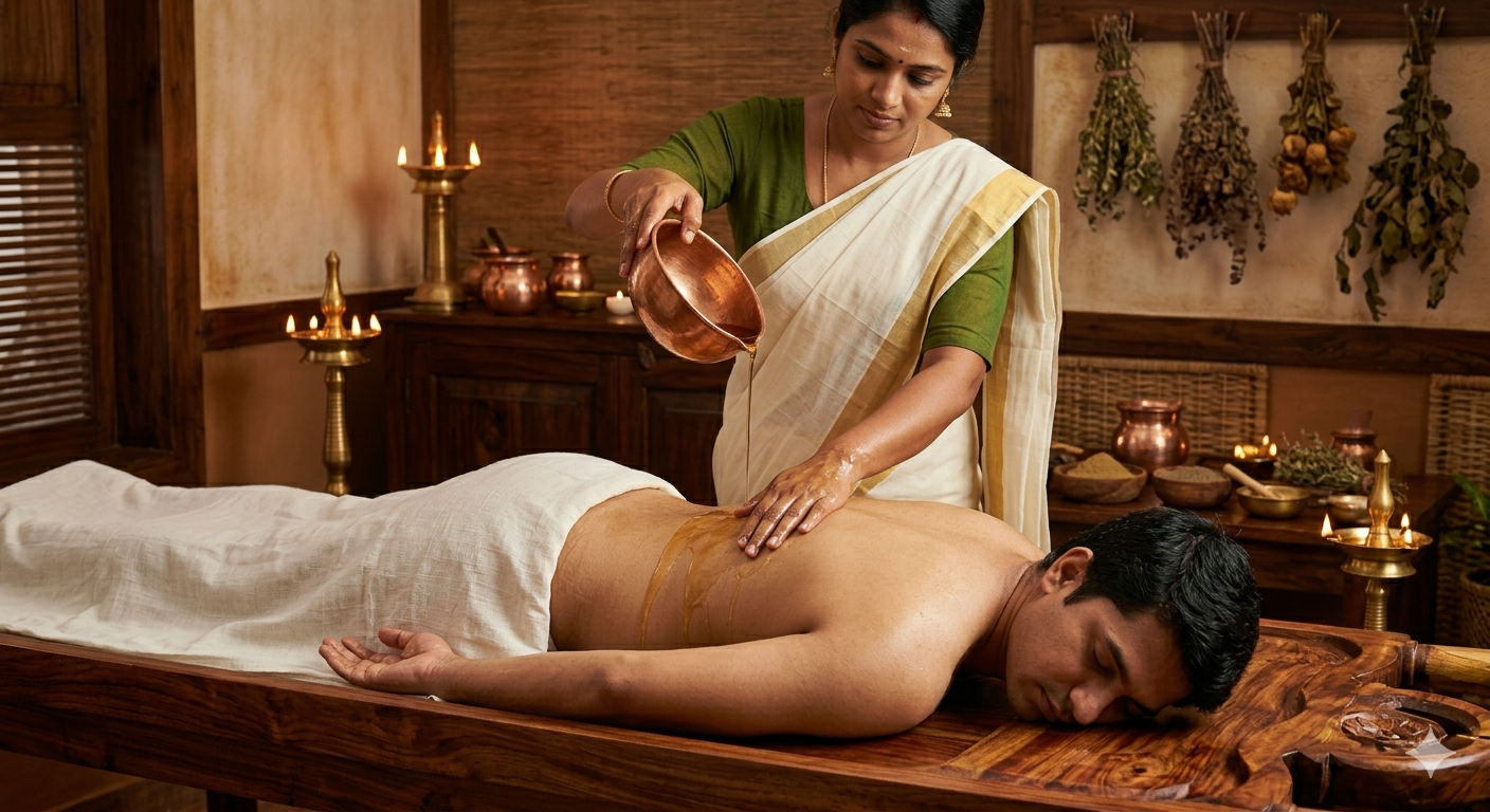 Abhyanga Ayurvedic oil massage therapy for fibromyalgia pain relief without medication at Tigris Valley