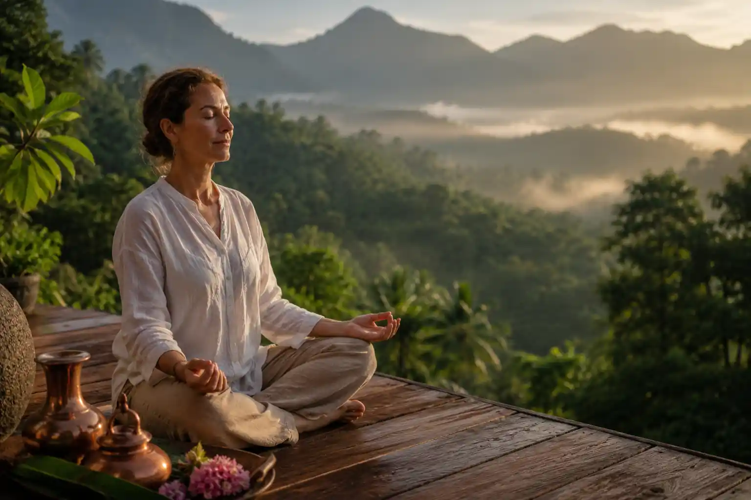 European women meditating at Tigris valley- wellness retreat in India