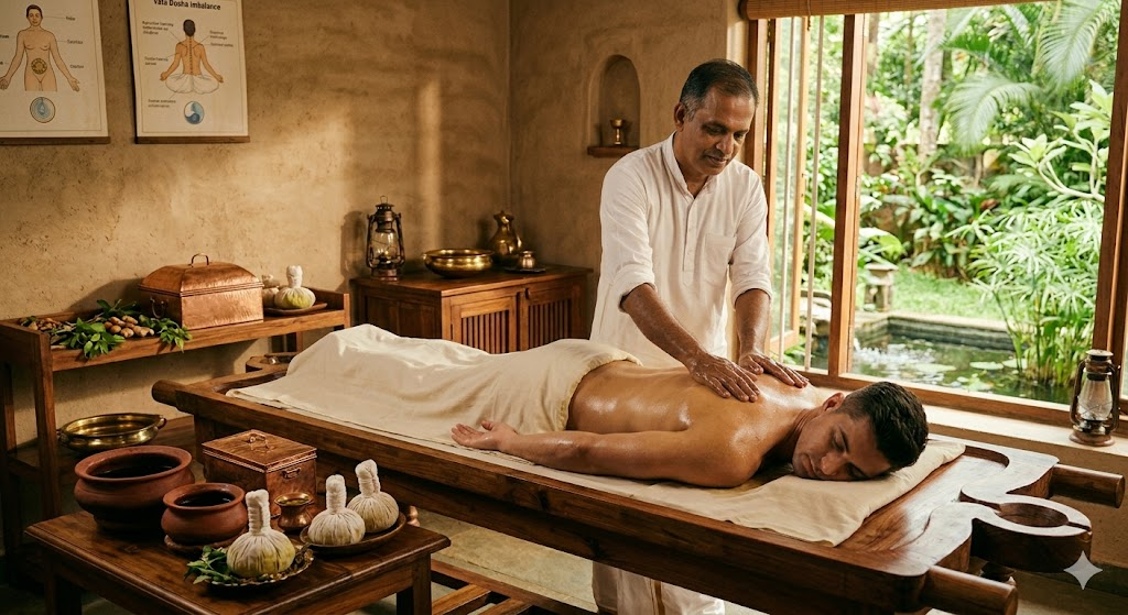 Abhyanga Ayurvedic oil massage therapy for fibromyalgia pain relief without medication at Tigris Valley