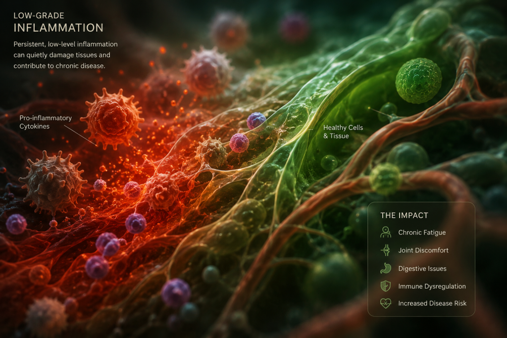 chronic inflammation in body low grade inflammation cells immune response concept