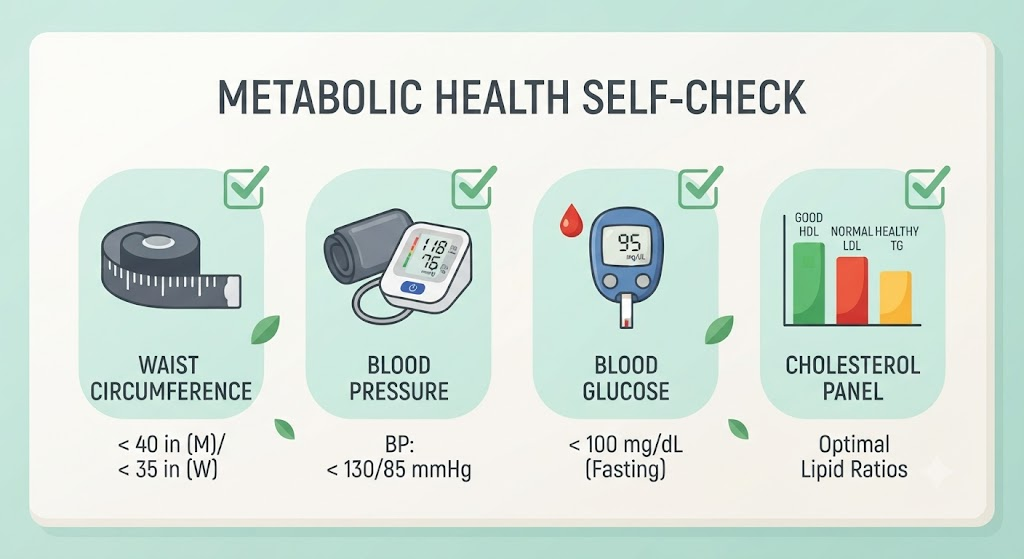 Metabolic syndrome diagnostic criteria checklist waist blood pressure blood sugar cholesterol