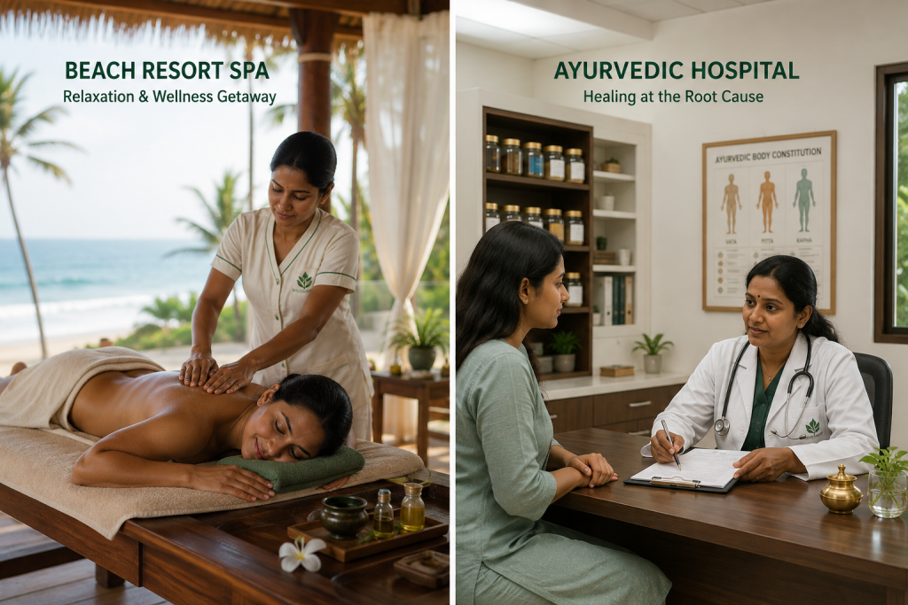 Comparison of beach-resort Ayurveda pricing versus NABH-accredited hospital care